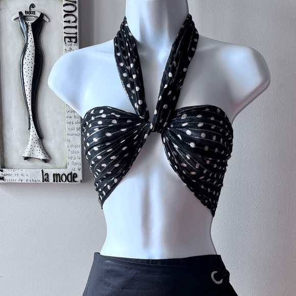 Black And White Polka Dot Silver Metallic Striped Scarf - Picture 1 of 7